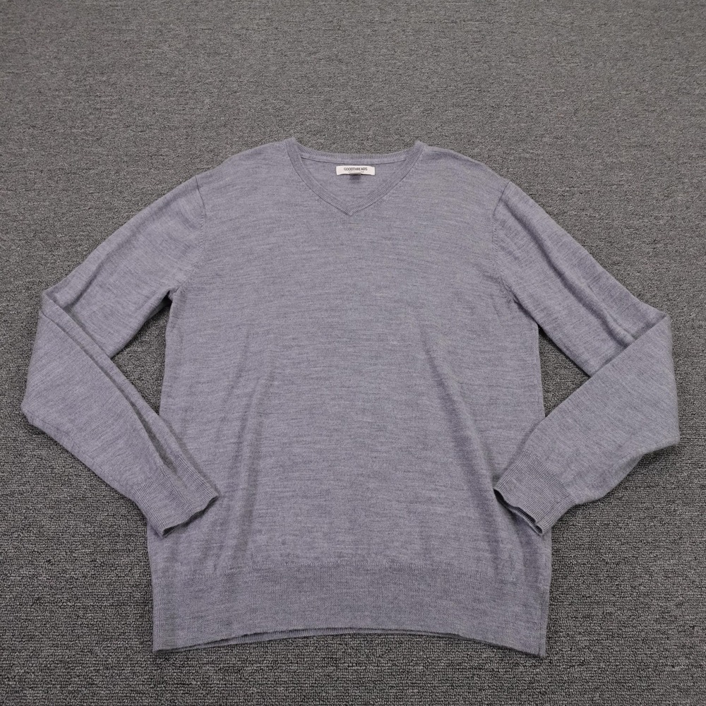Goodthreads Sweater Mens Large Purple 100% Merino Wool V Neck Knit Pullover